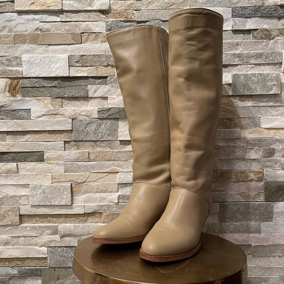 Vintage Frye 7.5N Tall Leather Riding Boots | Beige Equestrian, USA, Rare 1970s - Picture 10 of 13